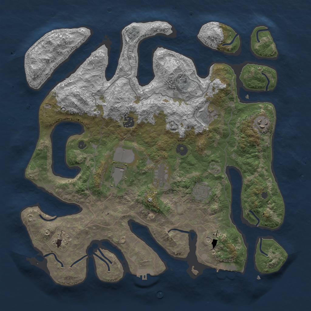 Rust Map: Procedural Map, Size: 4000, Seed: 870481444, 13 Monuments