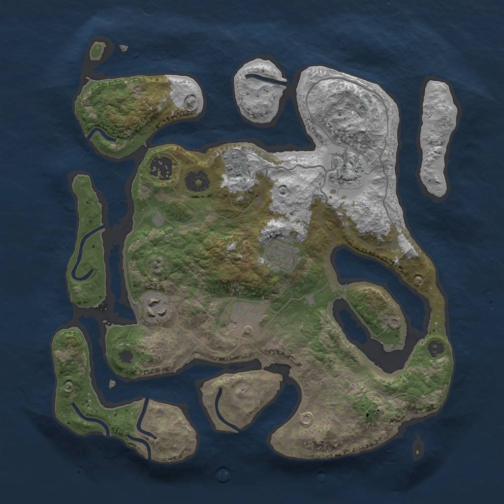 Rust Map: Procedural Map, Size: 3200, Seed: 18475, 8 Monuments