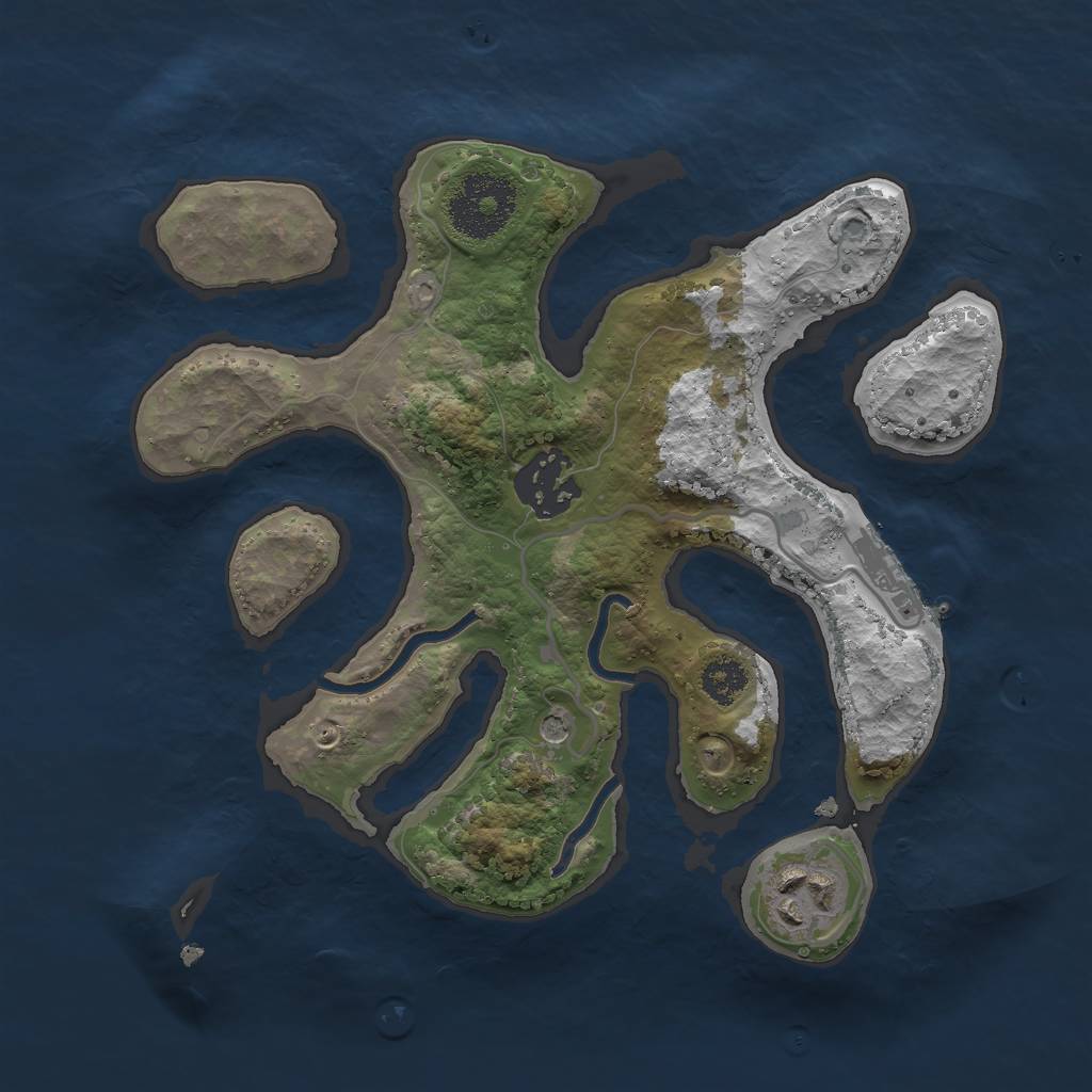 Rust Map: Procedural Map, Size: 2500, Seed: 52479, 6 Monuments