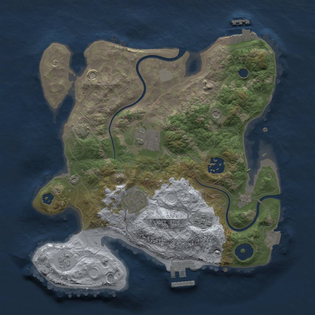 Rust Map: Procedural Map, Size: 2750, Seed: 6584, 10 Monuments