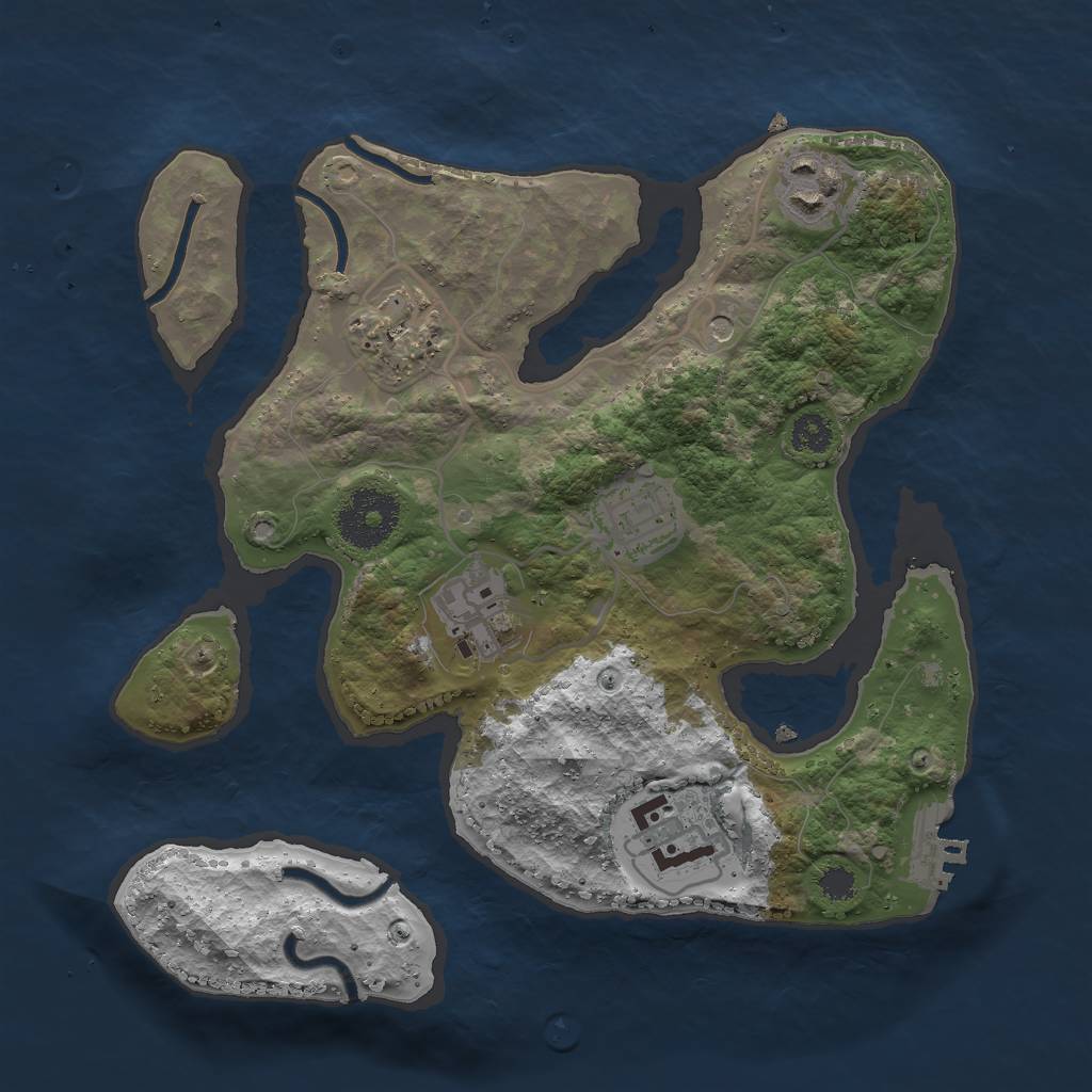 Rust Map: Procedural Map, Size: 2750, Seed: 6584, 9 Monuments