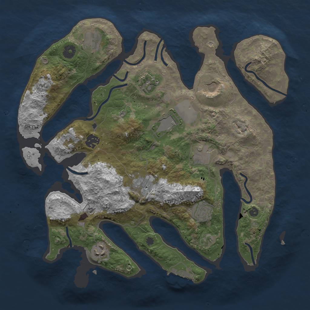 Rust Map: Procedural Map, Size: 3500, Seed: 162121, 13 Monuments