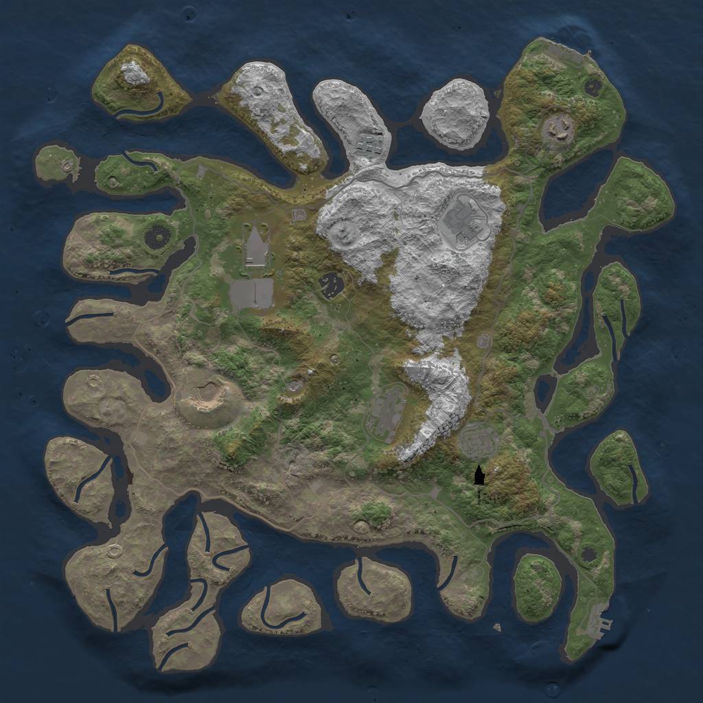 Rust Map: Procedural Map, Size: 4250, Seed: 6448, 13 Monuments