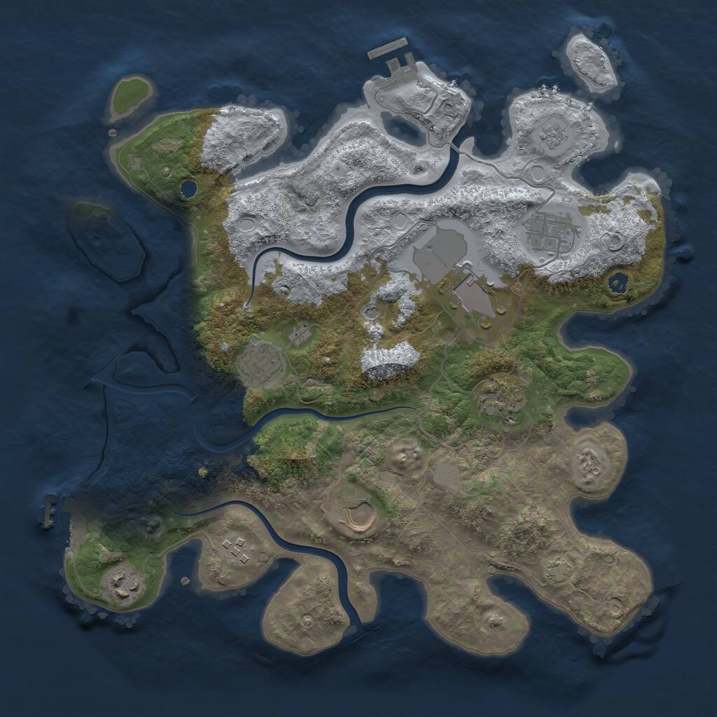Rust Map: Procedural Map, Size: 3500, Seed: 818763, 13 Monuments