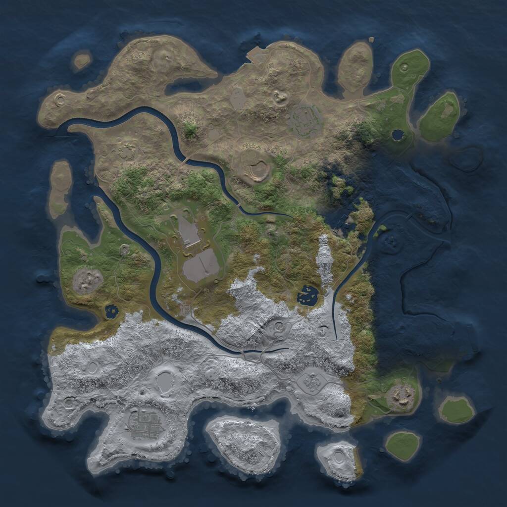 Rust Map: Procedural Map, Size: 3650, Seed: 20487, 12 Monuments