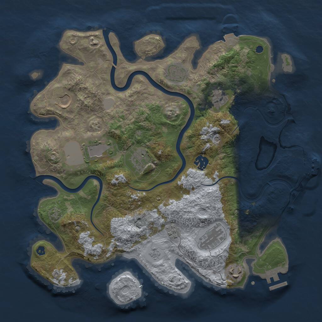 Rust Map: Procedural Map, Size: 3500, Seed: 1848294303, 15 Monuments