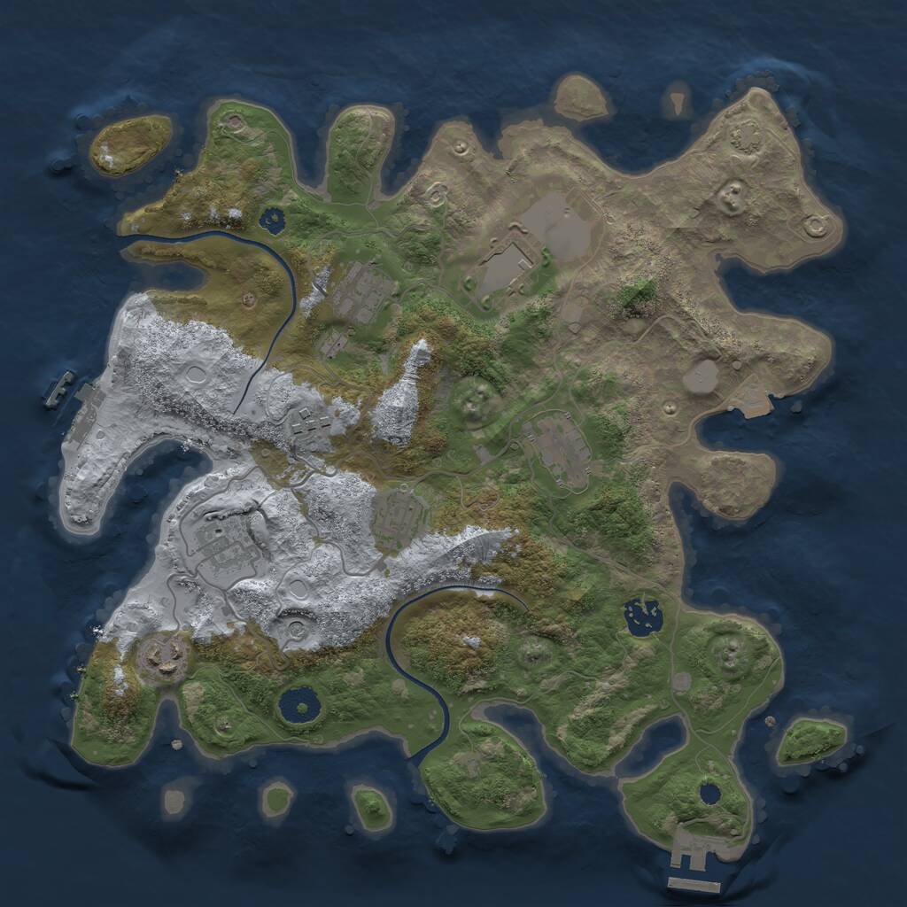 Rust Map: Procedural Map, Size: 3500, Seed: 1495661459, 13 Monuments