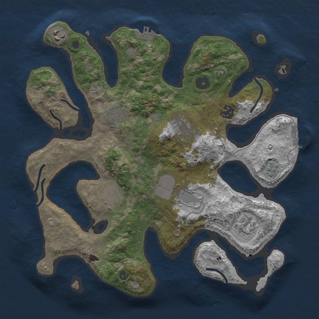 Rust Map: Procedural Map, Size: 3500, Seed: 1101971947, 12 Monuments