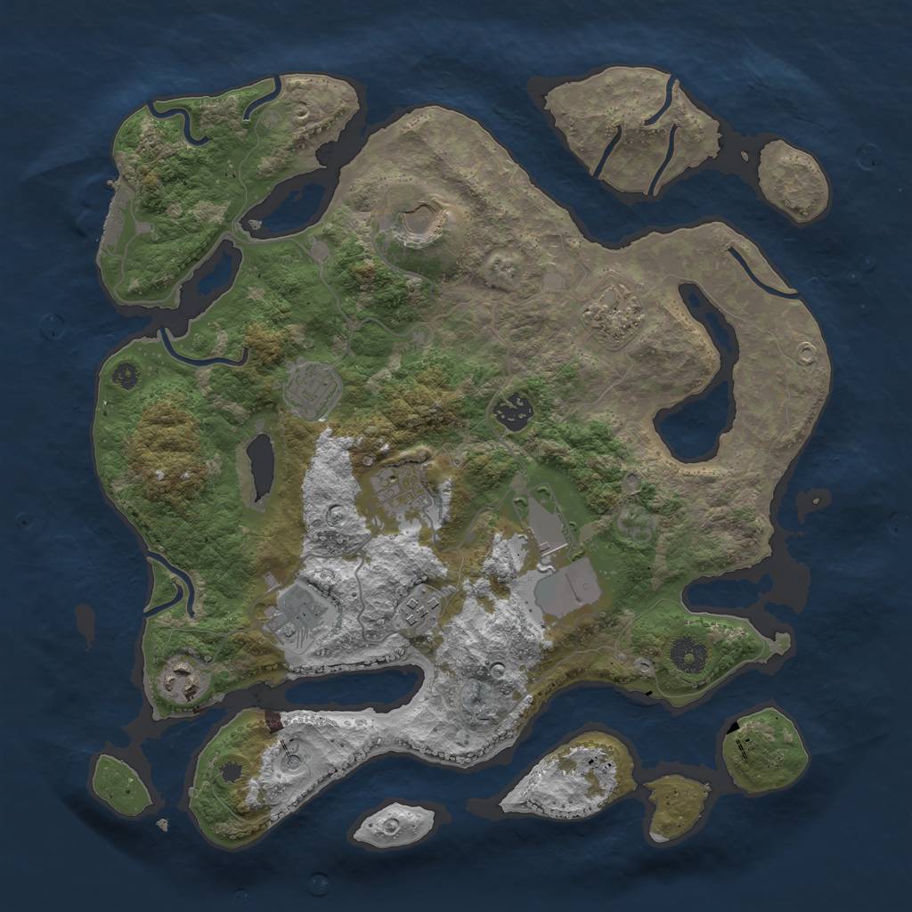 Rust Map: Procedural Map, Size: 3700, Seed: 813285950, 13 Monuments