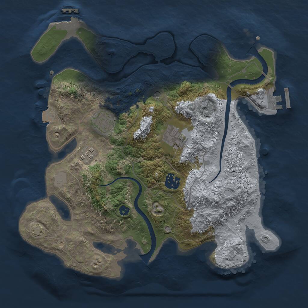 Rust Map: Procedural Map, Size: 3000, Seed: 1524340743, 9 Monuments