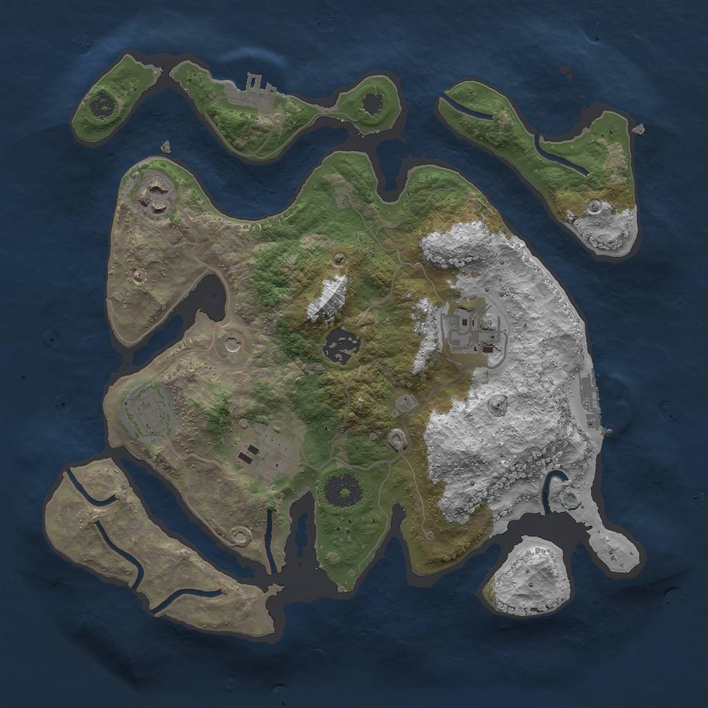 Rust Map: Procedural Map, Size: 3000, Seed: 1524340743, 10 Monuments