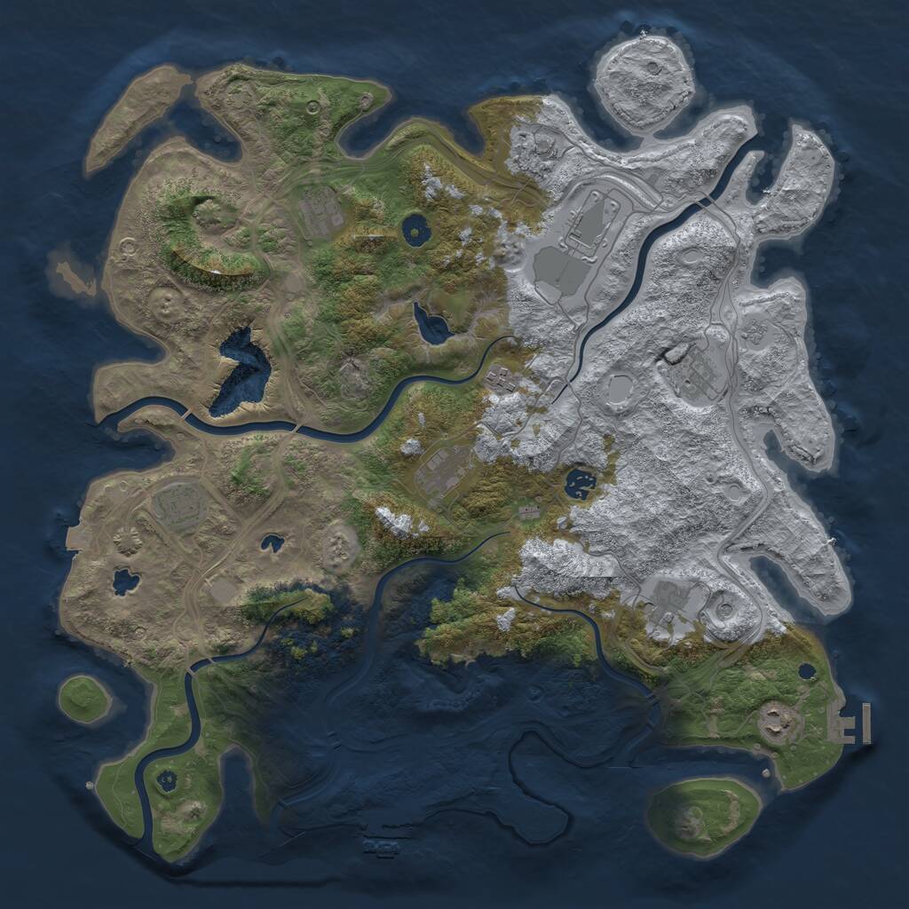 Rust Map: Procedural Map, Size: 4500, Seed: 105398152, 16 Monuments