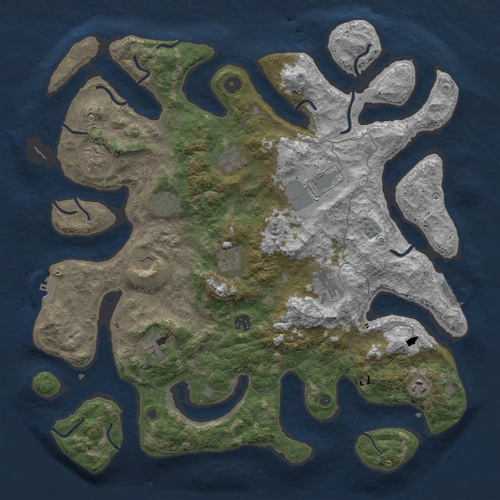 Rust Map: Procedural Map, Size: 4500, Seed: 105398152, 16 Monuments