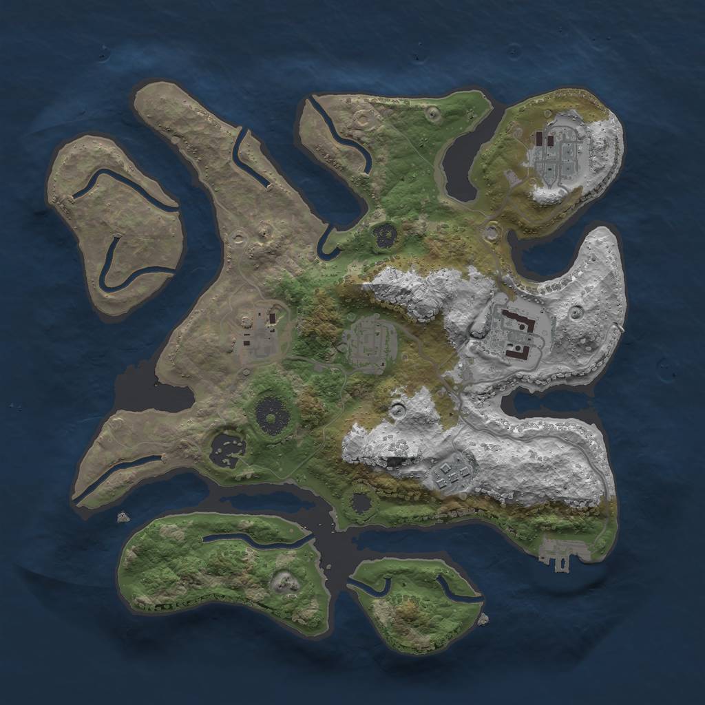 Rust Map: Procedural Map, Size: 3000, Seed: 1979793105, 9 Monuments