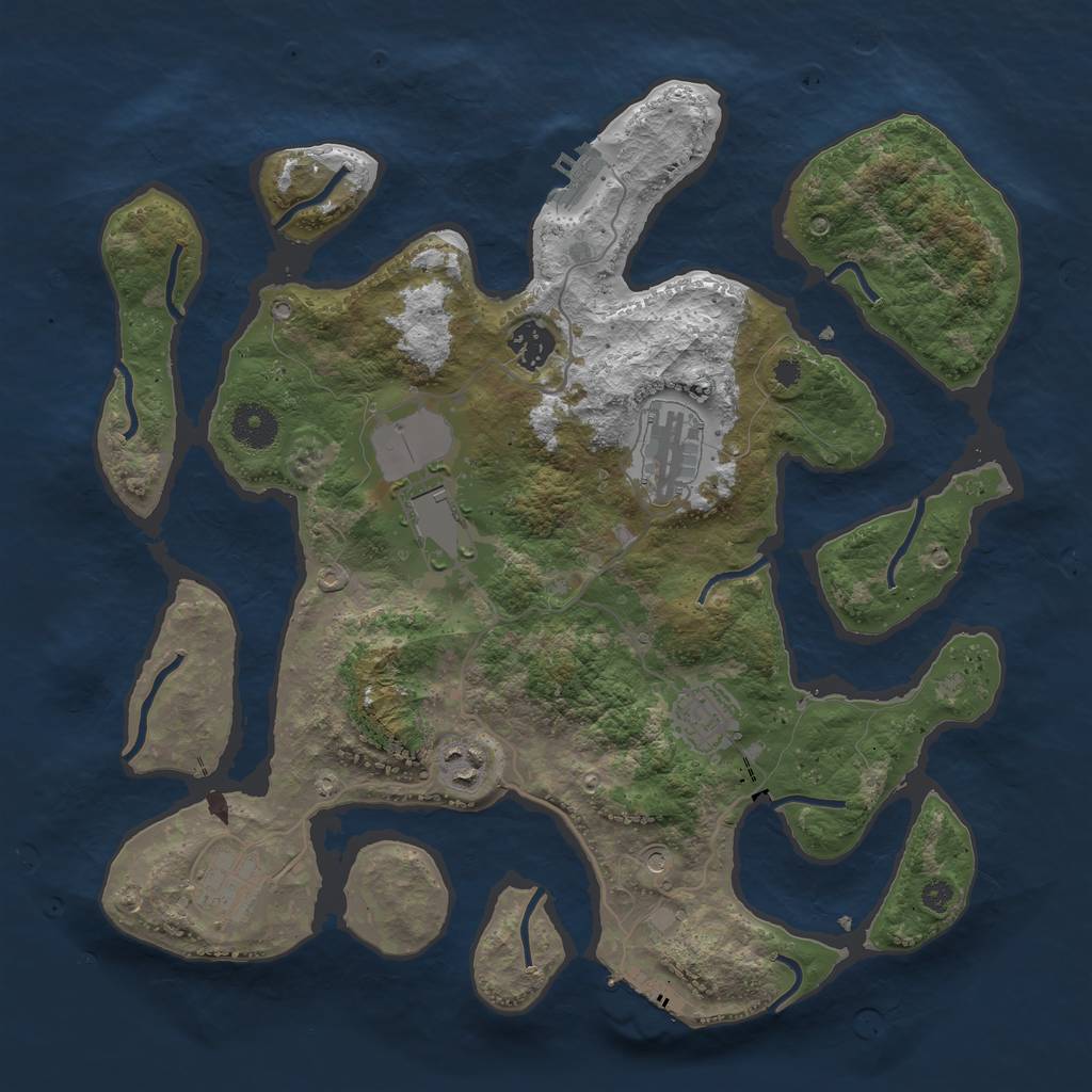 Rust Map: Procedural Map, Size: 3600, Seed: 1889562349, 11 Monuments