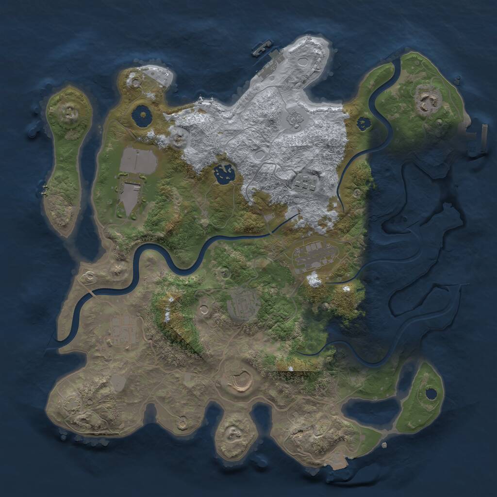 Rust Map: Procedural Map, Size: 3600, Seed: 1889562349, 14 Monuments