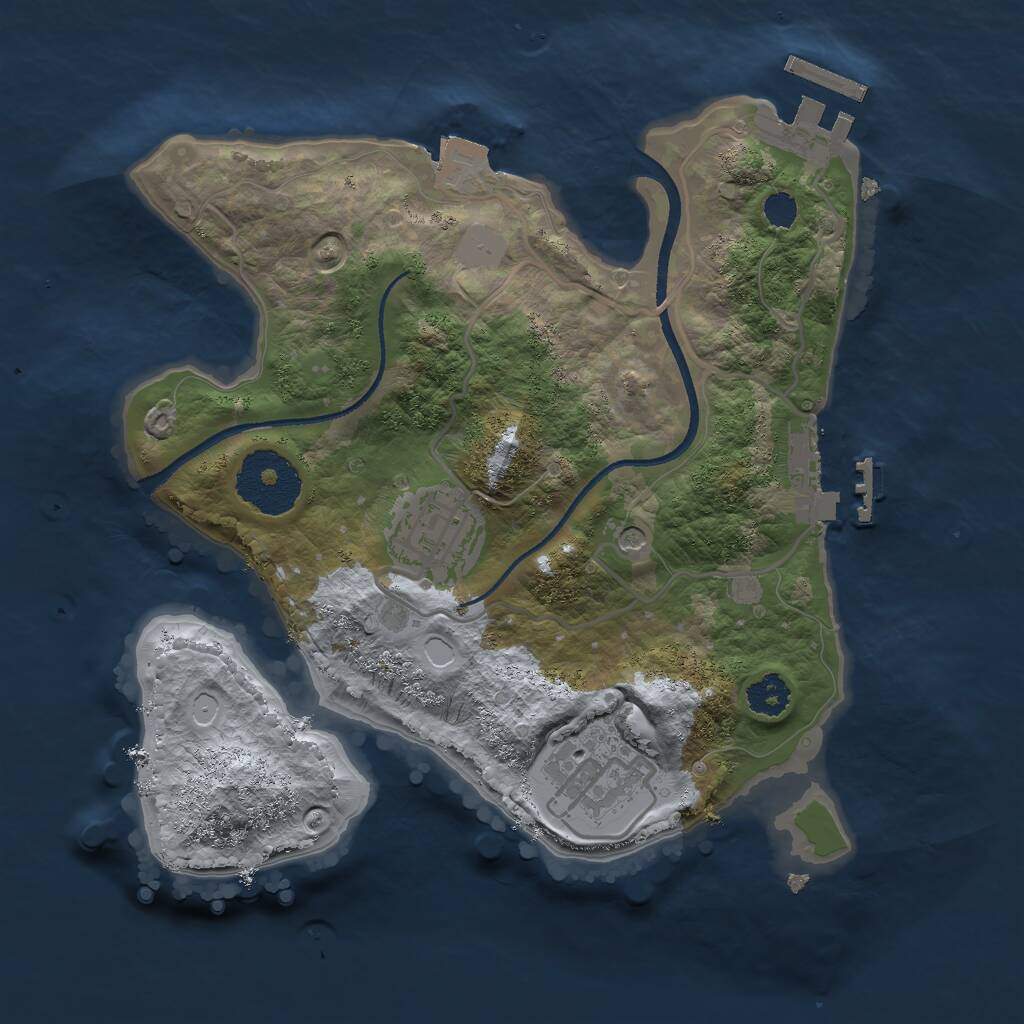 Rust Map: Procedural Map, Size: 2450, Seed: 654161616, 6 Monuments