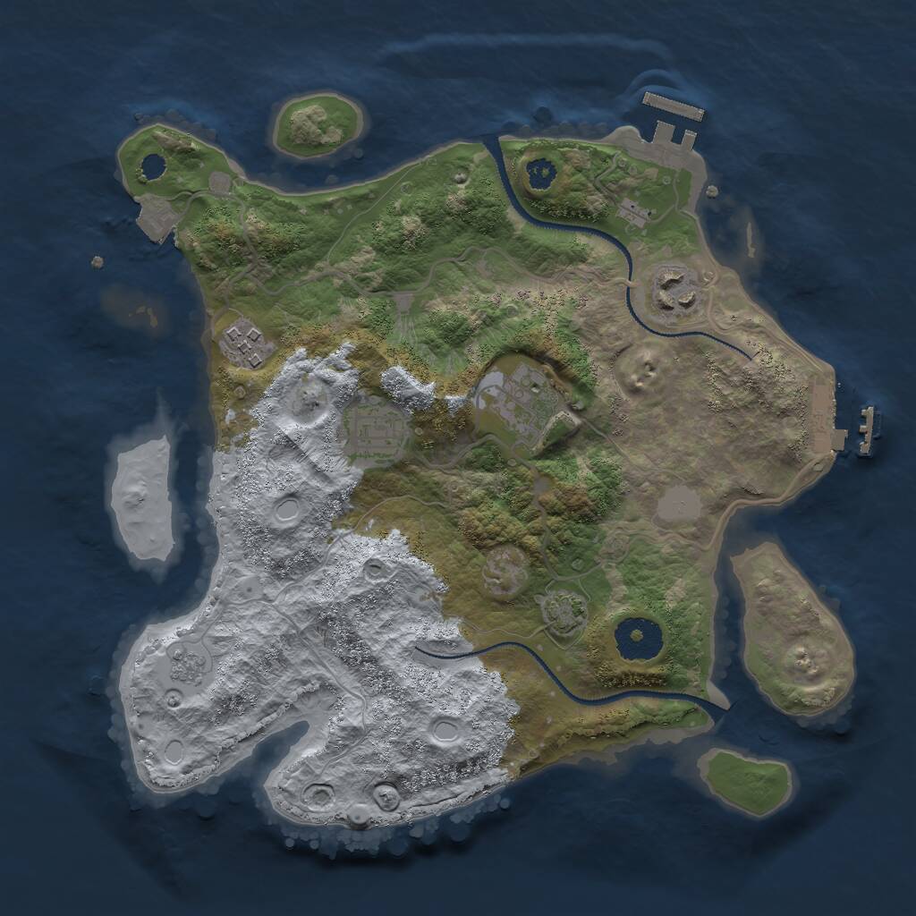 Rust Map: Procedural Map, Size: 3000, Seed: 1442256039, 9 Monuments