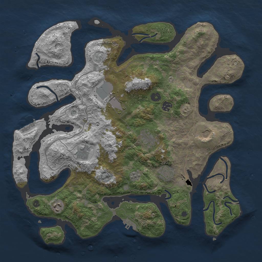 Rust Map: Procedural Map, Size: 4000, Seed: 43532, 13 Monuments