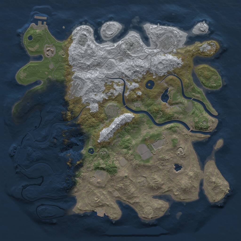 Rust Map: Procedural Map, Size: 4000, Seed: 34891659, 13 Monuments