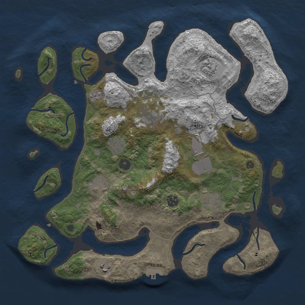 Rust Map: Procedural Map, Size: 4000, Seed: 284749543, 13 Monuments