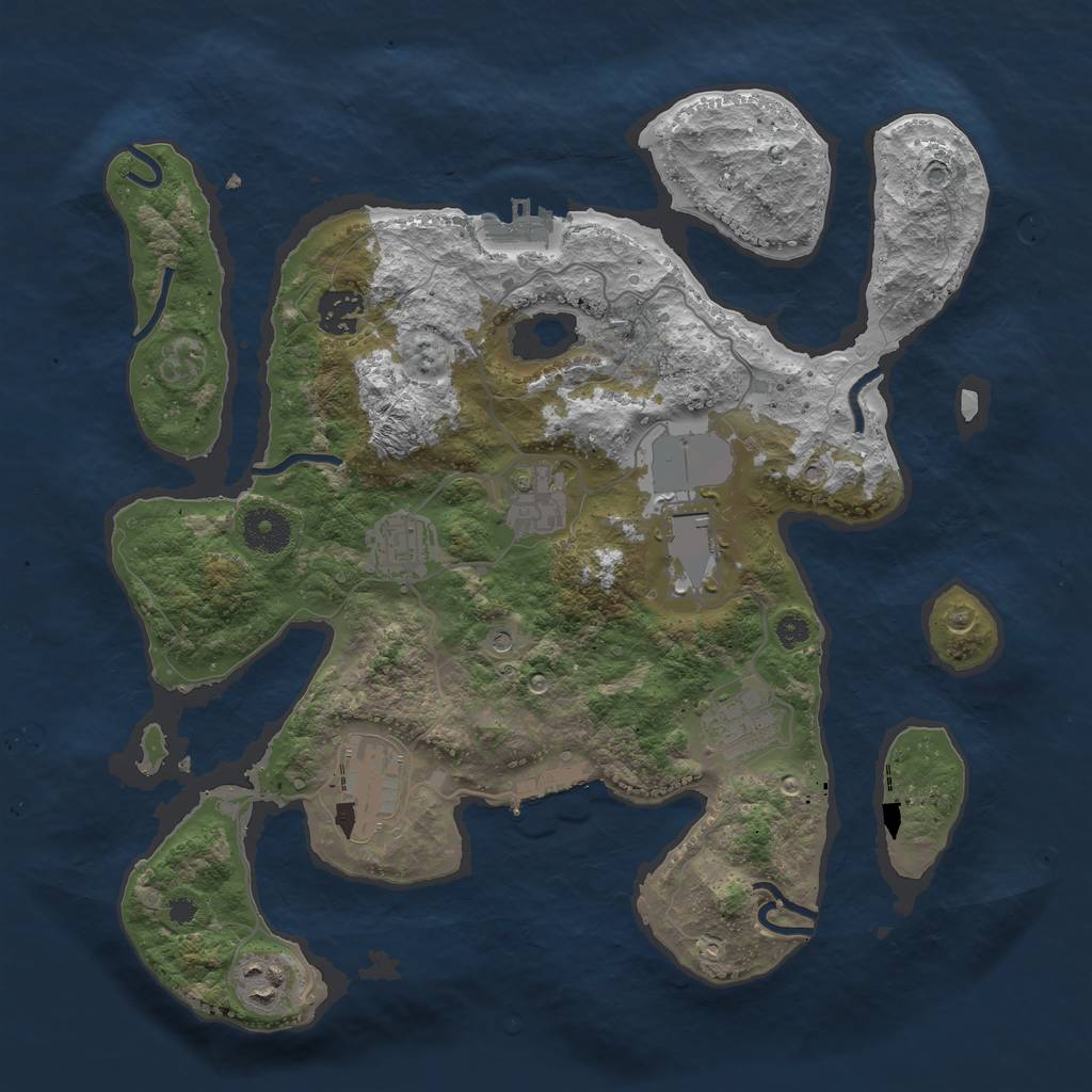 Rust Map: Procedural Map, Size: 3500, Seed: 736827059, 12 Monuments