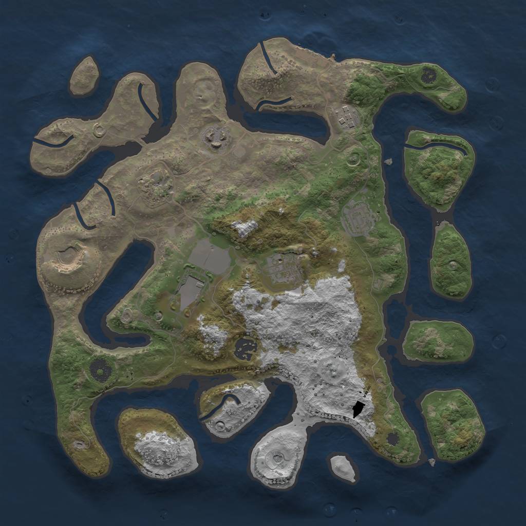 Rust Map: Procedural Map, Size: 3500, Seed: 76310, 12 Monuments