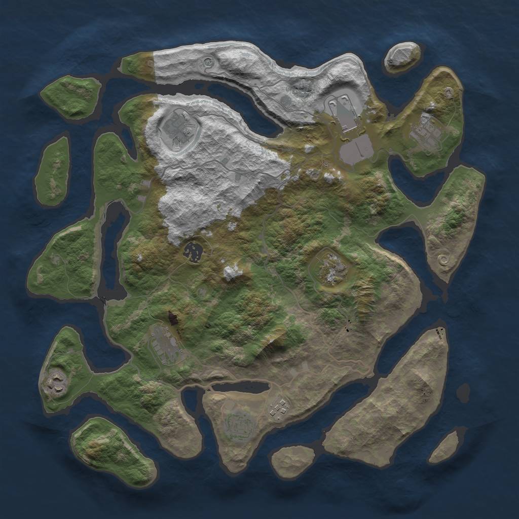 Rust Map: Barren, Size: 4000, Seed: 1620041, 12 Monuments