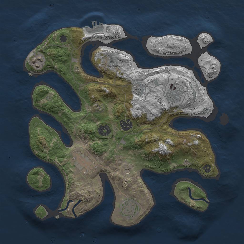 Rust Map: Procedural Map, Size: 3000, Seed: 12828, 10 Monuments