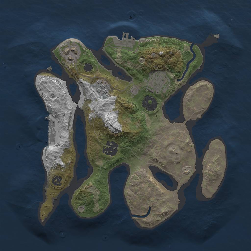 Rust Map: Procedural Map, Size: 2500, Seed: 1734, 8 Monuments