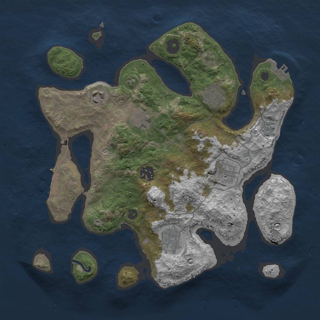 Rust Map: Procedural Map, Size: 3250, Seed: 44, 12 Monuments