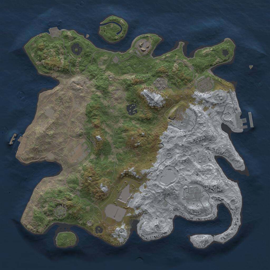 Rust Map: Procedural Map, Size: 3500, Seed: 4365116, 14 Monuments