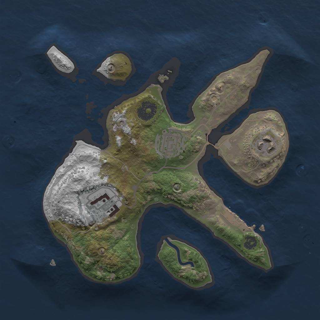 Rust Map: Procedural Map, Size: 2500, Seed: 256178, 6 Monuments