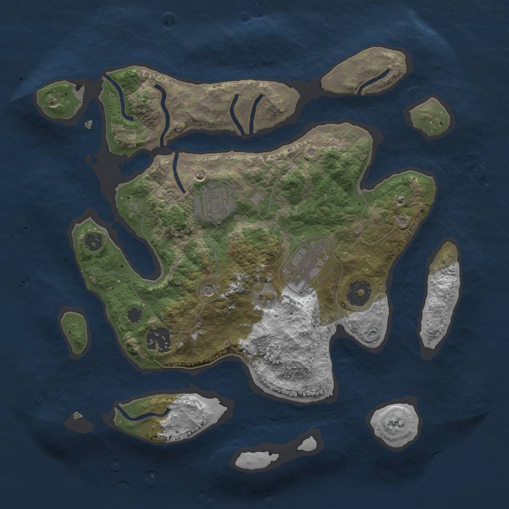 Rust Map: Procedural Map, Size: 3000, Seed: 1146543647, 6 Monuments