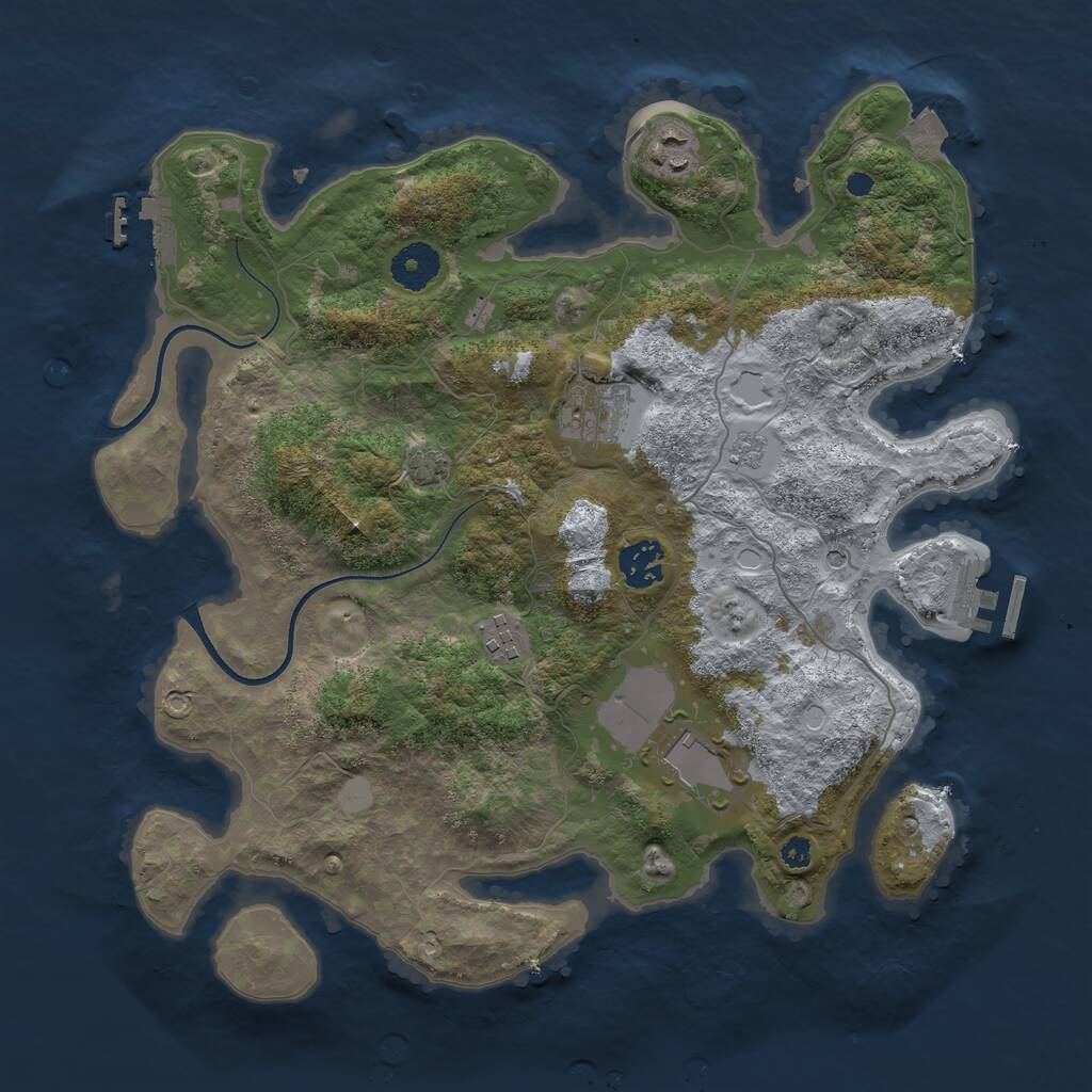 Rust Map: Procedural Map, Size: 3500, Seed: 2457245, 11 Monuments