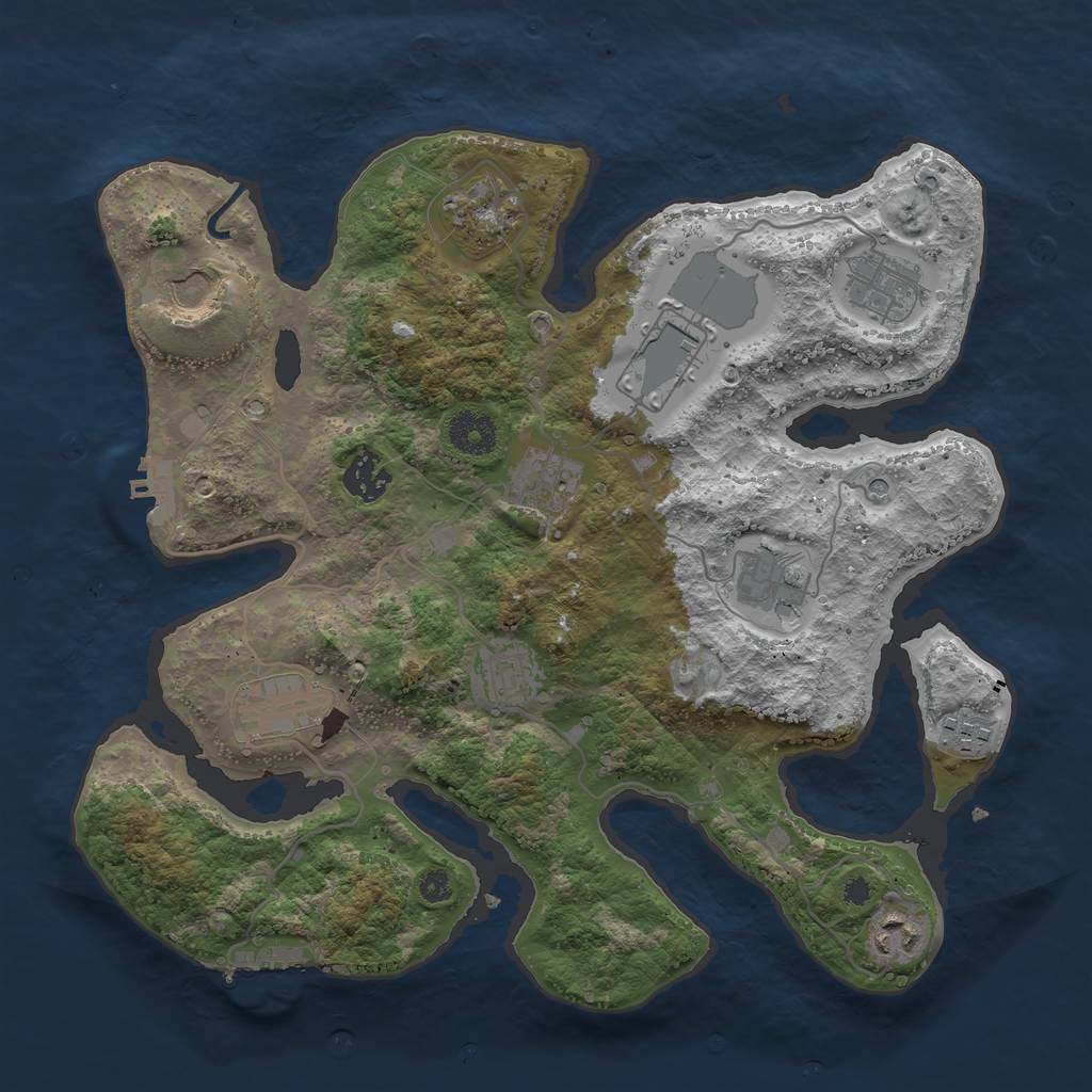 Rust Map: Procedural Map, Size: 3500, Seed: 572343, 16 Monuments