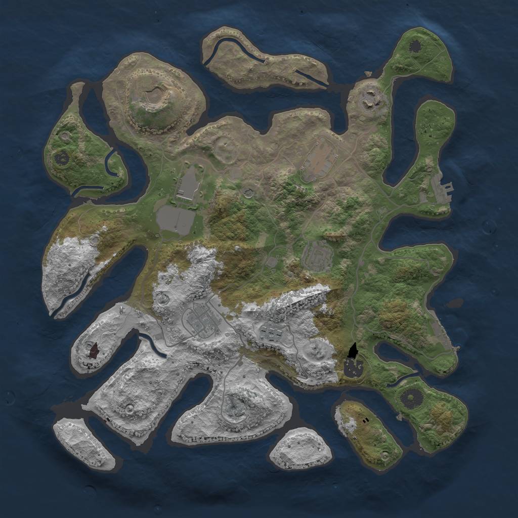 Rust Map: Procedural Map, Size: 3700, Seed: 222, 13 Monuments