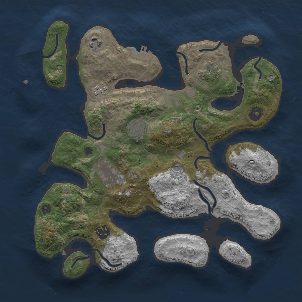 Rust Map: Procedural Map, Size: 3200, Seed: 2375367, 10 Monuments