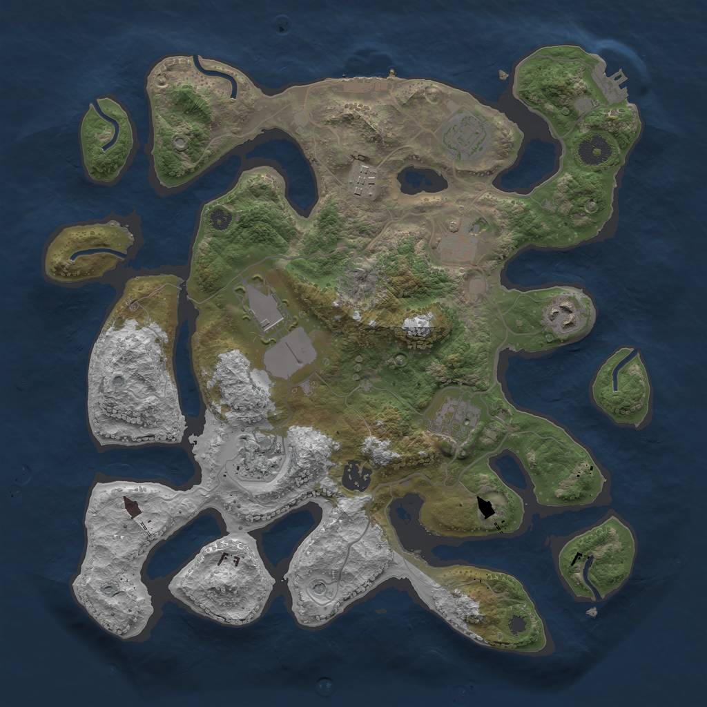 Rust Map: Procedural Map, Size: 3500, Seed: 464261374, 13 Monuments