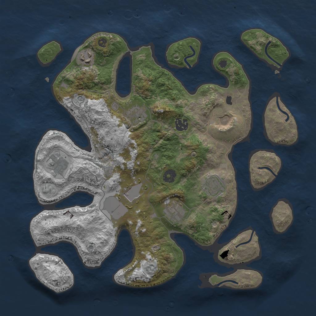 Rust Map: Procedural Map, Size: 3500, Seed: 12575211, 11 Monuments