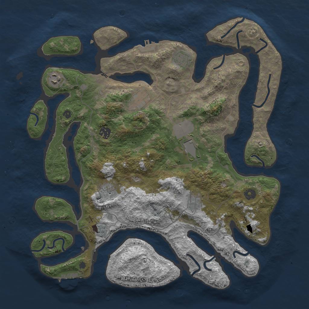 Rust Map: Procedural Map, Size: 4000, Seed: 835465547, 13 Monuments