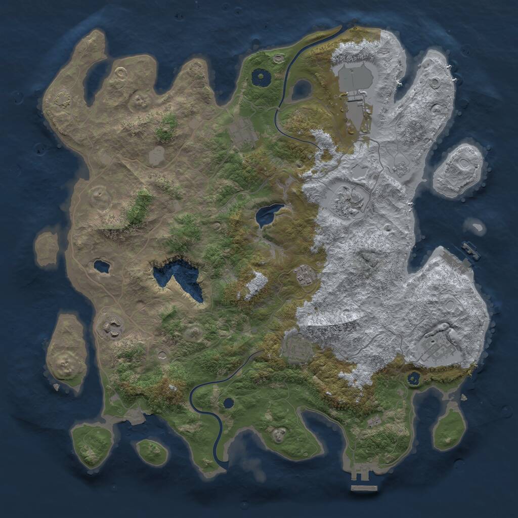 Rust Map: Procedural Map, Size: 4000, Seed: 836421234, 13 Monuments