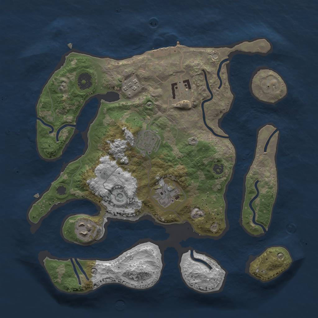 Rust Map: Procedural Map, Size: 3000, Seed: 19440077, 9 Monuments