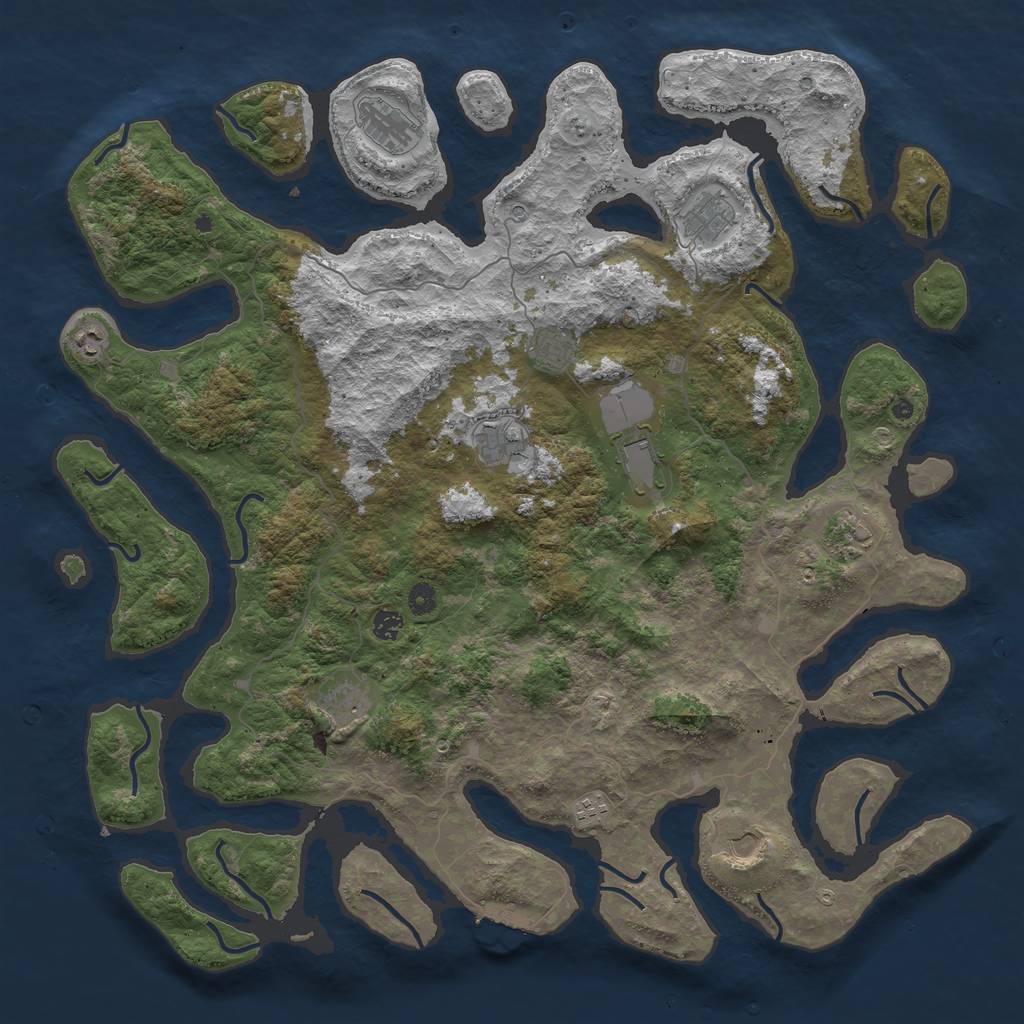 Rust Map: Procedural Map, Size: 5000, Seed: 54209, 15 Monuments