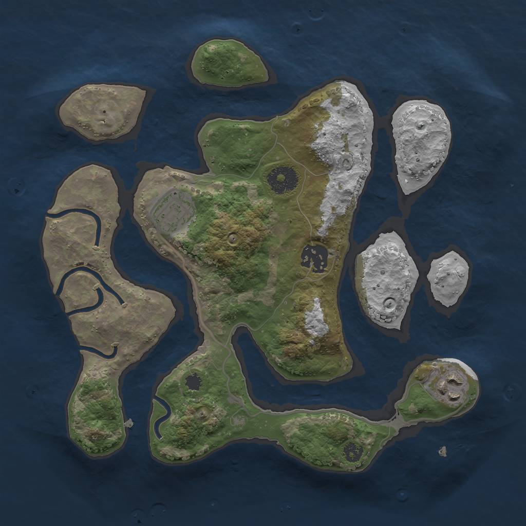 Rust Map: Procedural Map, Size: 2750, Seed: 342184, 5 Monuments