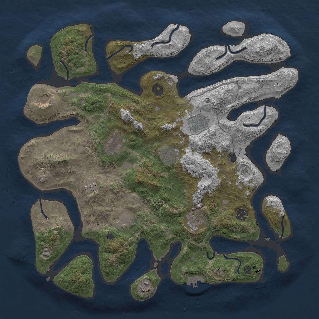 Rust Map: Procedural Map, Size: 4000, Seed: 5648214, 13 Monuments