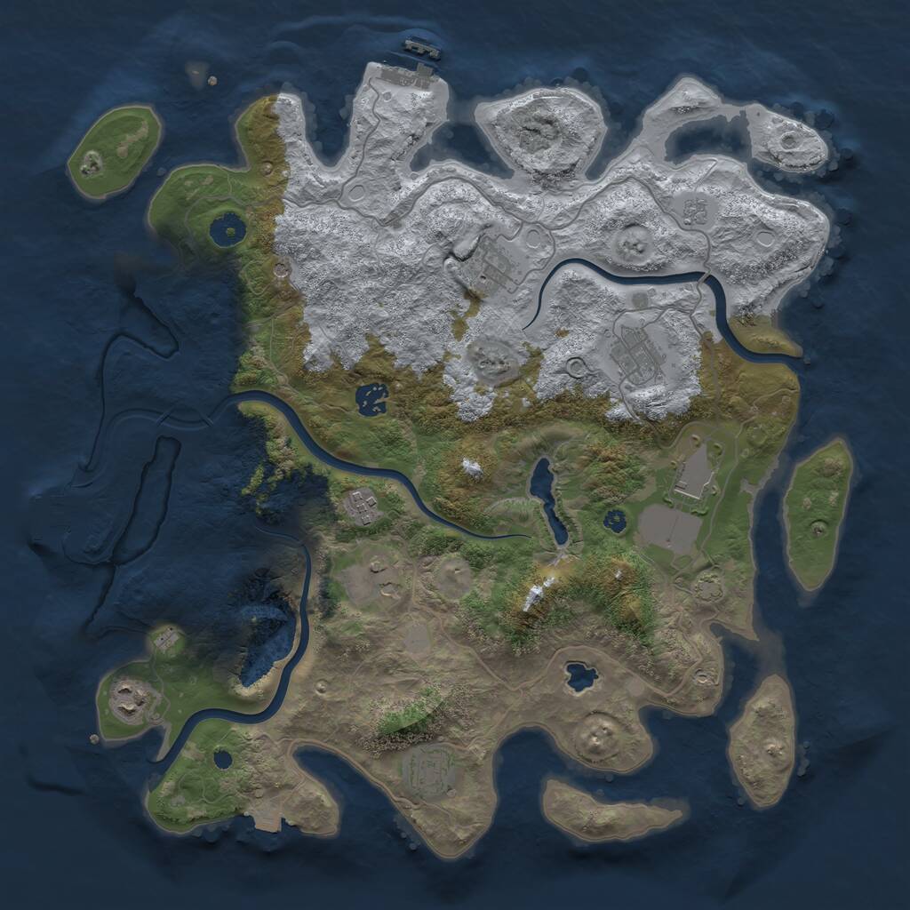 Rust Map: Procedural Map, Size: 4000, Seed: 1883213467, 14 Monuments
