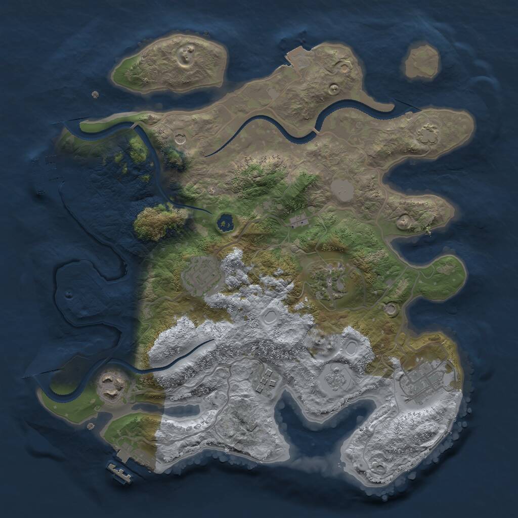 Rust Map: Procedural Map, Size: 3000, Seed: 842147891, 11 Monuments