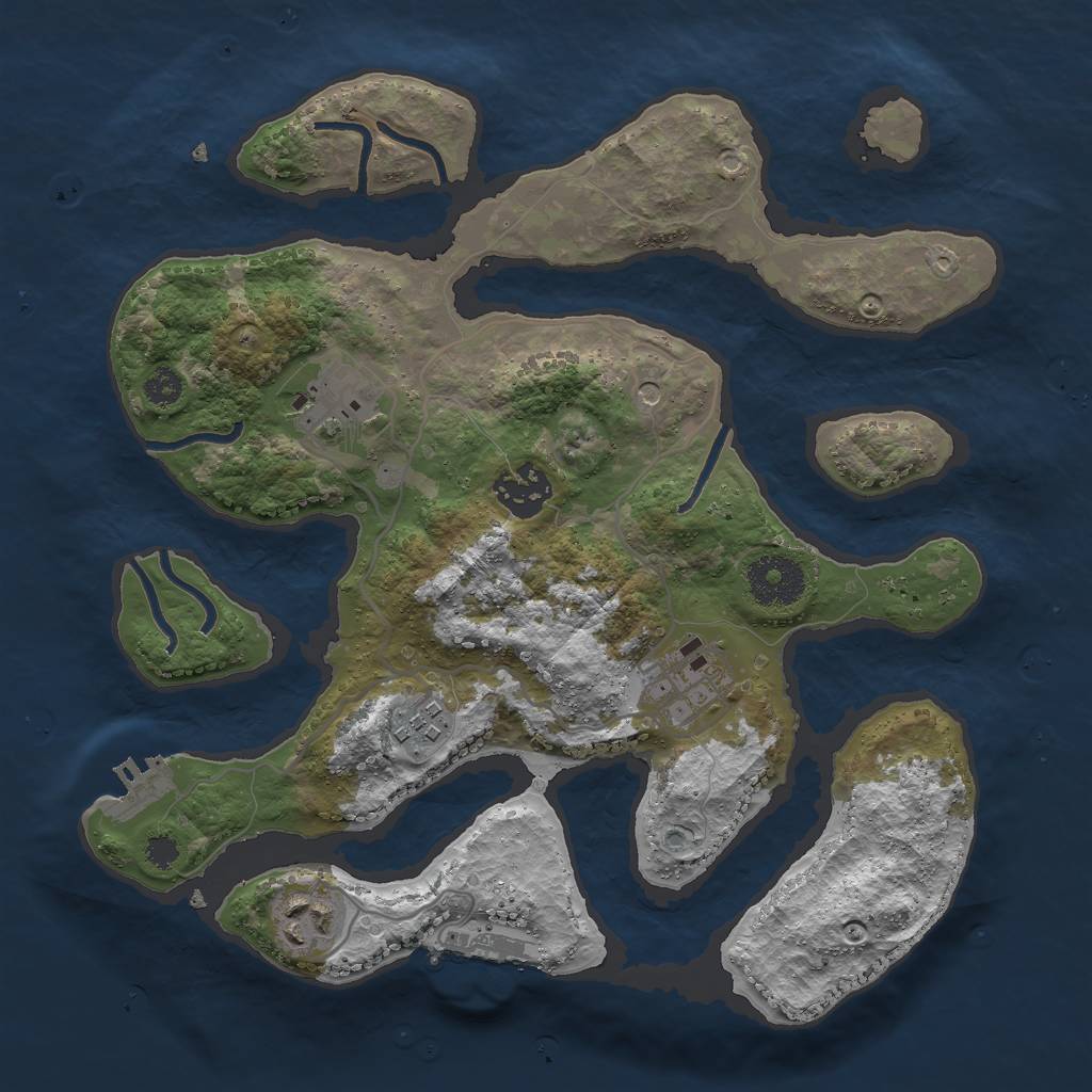 Rust Map: Procedural Map, Size: 3000, Seed: 842147891, 10 Monuments