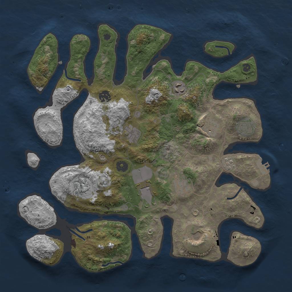 Rust Map: Procedural Map, Size: 3750, Seed: 12345, 14 Monuments